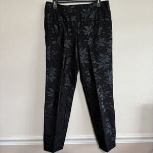 Soft Surroundings Leggings Large Womens Black & Silver Metallic Floral‎